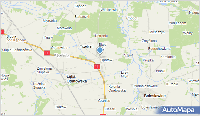 mapa Opatów, Opatów gmina Łęka Opatowska na mapie Targeo